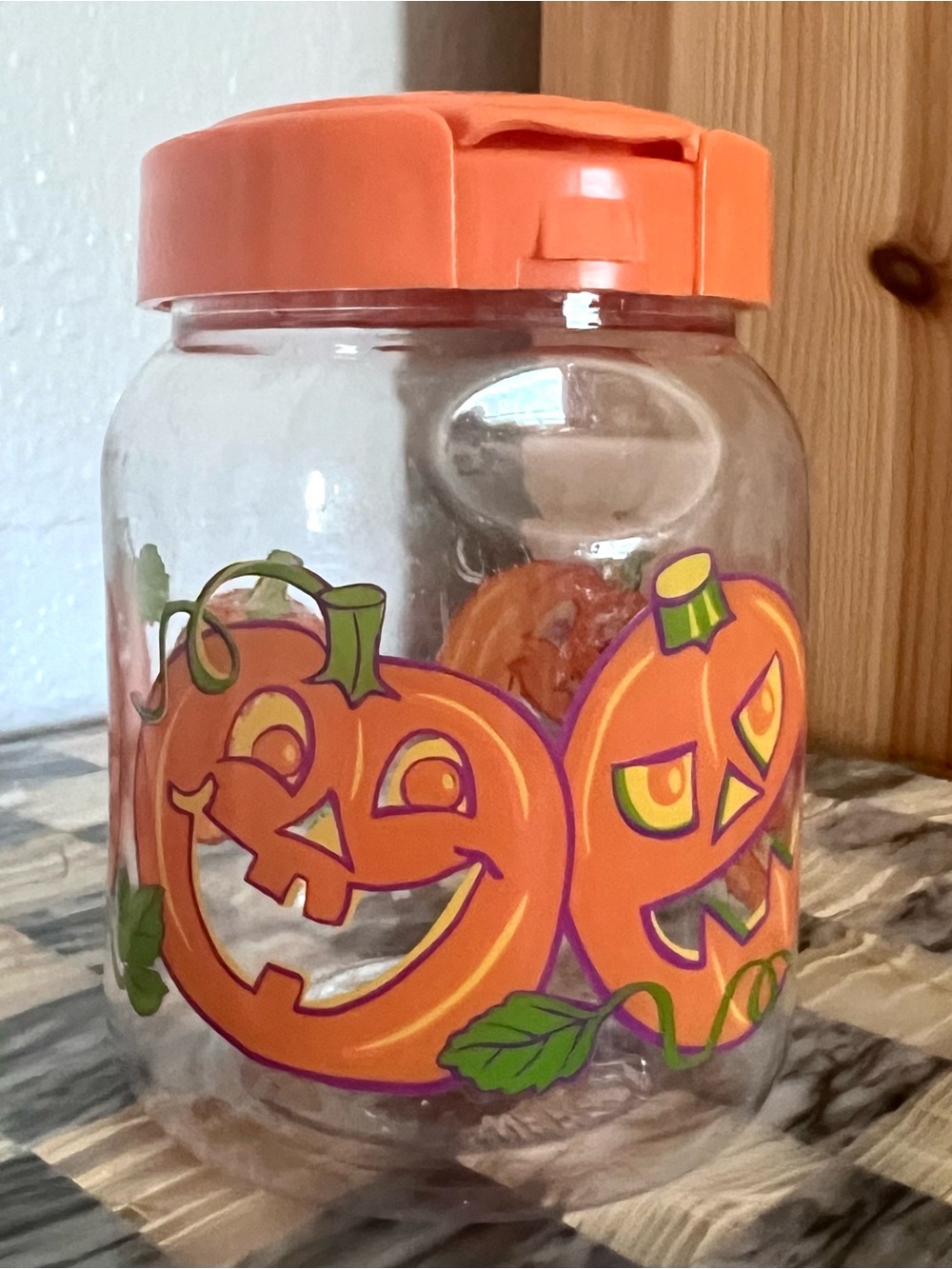 Vintage Snapware Halloween Jack O Lantern Plastic Container with Lid